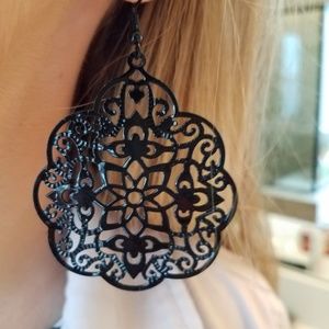 Delicate black filagree earrings